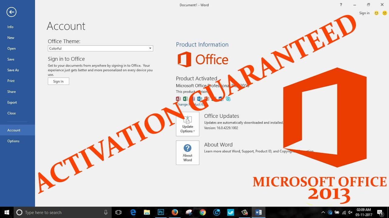 microsoft office 2016 product key activation